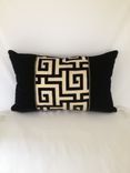 Black Silky Velvet With Geometric Pattern Pillow Cover 2 small