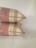 Set Of 2: Red And Gold Stripped Silk Pillow Covers 2 small