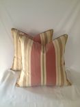 Set Of 2: Red And Gold Stripped Silk Pillow Covers 3 small