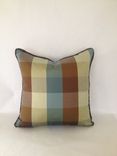 Set Of 2: Brown, Green And Blue Plaid Silk Pillow Covers 2 small