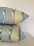 Blue And Mint Striped Sateen Pillow Cover 4 small