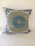 Blue And Green Sun Pattern Jacquard Pillow Cover 1 small
