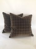 Charcoal Green Tint Velvet Squares Pillow Cover 2 small