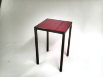 Red Hot Reclaimed Wood Metal Base End Table 3 small