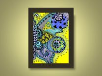 Butterfly Fine Art Print- Yellow Purple Blue Ink And Acrylic Painting 1 small