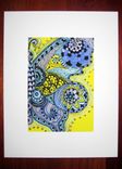 Butterfly Fine Art Print- Yellow Purple Blue Ink And Acrylic Painting 2 small