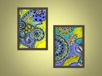 Butterfly Fine Art Print- Yellow Purple Blue Ink And Acrylic Painting 3 small