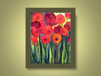 Red Poppies Print Valentines Day Gift 8"X10" Red Orange Green By Devikasart 1 small