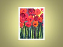 Red Poppies Print Valentines Day Gift 8"X10" Red Orange Green By Devikasart 2 small