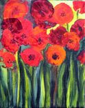 Red Poppies Print Valentines Day Gift 8"X10" Red Orange Green By Devikasart 3 small