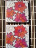 Tile Coasters Handmade- Flower Coasters Red Orange With Original Artwork-Set Of 4 1 small