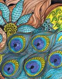 Peacock Fine Art Print-Turquoise Blue Lime Green Ink And Acrylic Painting 5 small