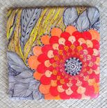 Tile Coaster Mothers Day Poppy Design 6x6-Red Orange Black 4 small