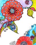 Spring Flowers Ink And Acrylic Painting- Art Print 8.5"X11" 2 small