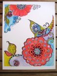 Spring Flowers Ink And Acrylic Painting- Art Print 8.5"X11" 4 small
