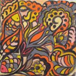 Abstract Painting Small Nature Art- 12"X12" Set Of 4 Nature Painting Red Blue Green Yellow 4 small