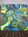Green Circles Painting Original Abstract 20"X20" Green Yellow Bronze Textured Painting 2 small