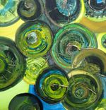 Green Circles Painting Original Abstract 20"X20" Green Yellow Bronze Textured Painting 4 small