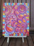 Paisley Painting-Original Abstract Art -8"X10" Magenta Blue Orange 1 small