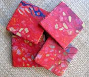 Tile Coasters Handmade Tile With Multi-Colored Original Artwork -Set Of 4 Red Orange Blue 4 small