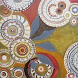 Chakras Circles Fine Art Prints-Set Of 2- 8"X8" Grey Ochre Black 2 small
