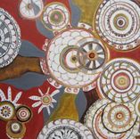 Chakras Circles Fine Art Prints-Set Of 2- 8"X8" Grey Ochre Black 3 small