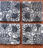 Black And White Coasters Ethnic Design Handmade With Original Artwork-Set Of 4 Black White Grey 2 small
