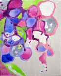Original Abstract Flowers Painting 8"X10" Purple Pink Green Cream 5 small