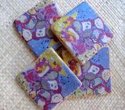 Coasters Handmade Tile Set Of 4 With Original Artwork-Purple Magenta Ochre 2 small