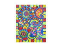 Paisley Painting Original Abstract 8"X10" Blue Red Green Yellow Abstract Painting 1 small