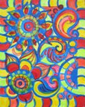 Paisley Painting Original Abstract 8"X10" Blue Red Green Yellow Abstract Painting 3 small