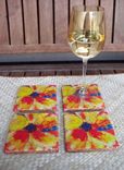 Poppy Coasters Orange Yellow Red-Handmade With Original Artwork 1 small