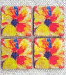 Poppy Coasters Orange Yellow Red-Handmade With Original Artwork 3 small