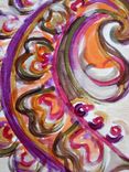 Ethnic Abstract Paisley Painting 8"X8" Paisley Design Magenta Ochre Green 4 small