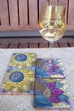 Coasters Paisley Design Purple Blue Ochre Handmade With Original Artwork-Set Of 4 3 small