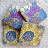 Coasters Paisley Design Purple Blue Ochre Handmade With Original Artwork-Set Of 4 4 small
