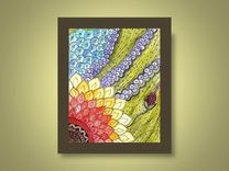 Fine Art Print Reproduction Sunflower 8x10 Black Ink And Acrylic Painting 1 small