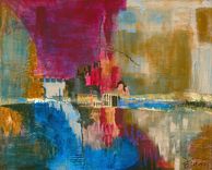 Fine Art Print Abstract Original-16x20 Textured Blue Magenta Brown 2 small