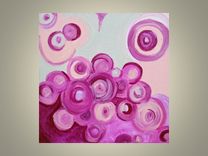 Original Abstract Modern Art Circles-12"X12" Title-Going In Circles Rose Devikasart 1 small