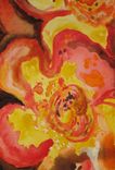 Flower Painting Original Abstract Fall Colors -8"X24" Orange Yellow Brown Organic Flowers 1 small