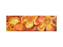Flower Painting Original Abstract Fall Colors -8"X24" Orange Yellow Brown Organic Flowers 5 small