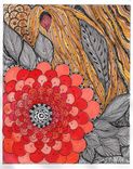 Poppy Flower Print 8x10- Black Ink And Acrylic Fine Art Print Red Grey Orange 2 small