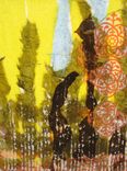 Original Collage Abstract -10"X10" Yellow Green Brown By Devikasart 2 small