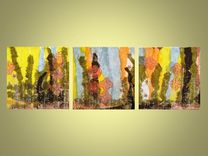 Original Collage Abstract -10"X10" Yellow Green Brown By Devikasart 3 small