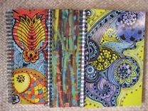 Journal Spiral Notebook Diary Any 3 With Original Artwork- Green Yellow Blue Ochre 1 small