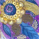 Decorative Stone Tile-6"X6" Handmade With Paisley Design Purple Ochre Blue 3 small