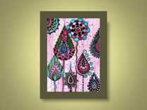 Fine Art Print Pink Blue Green- Ink And Acrylic Painting 1 small