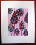 Fine Art Print Pink Blue Green- Ink And Acrylic Painting 2 small