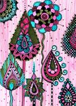 Fine Art Print Pink Blue Green- Ink And Acrylic Painting 4 small
