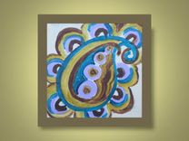 Paisley Original Mini Painting 4"X4" Mauve Blue Brown Paisley Painting By Devikasart 1 small